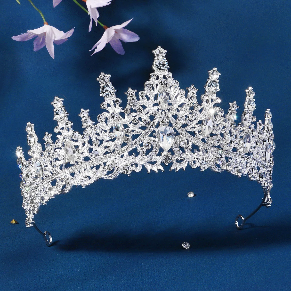 Mode Kristall Königin Krone Hochzeit Cosplay Kostüm Stirnband Strass Tiara für Frauen Prom Geburtstag Party Weihnachten Geschenke – Detail 13