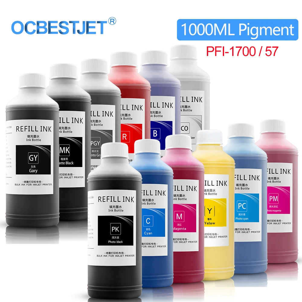 Tinta Maioria do Pigmento Impermeável para Pfi1700 Pfi1700 Pfi57 Canon Pro 520 540 540s 560s 2000 4000 6000s 6000s 6100s 1000ml