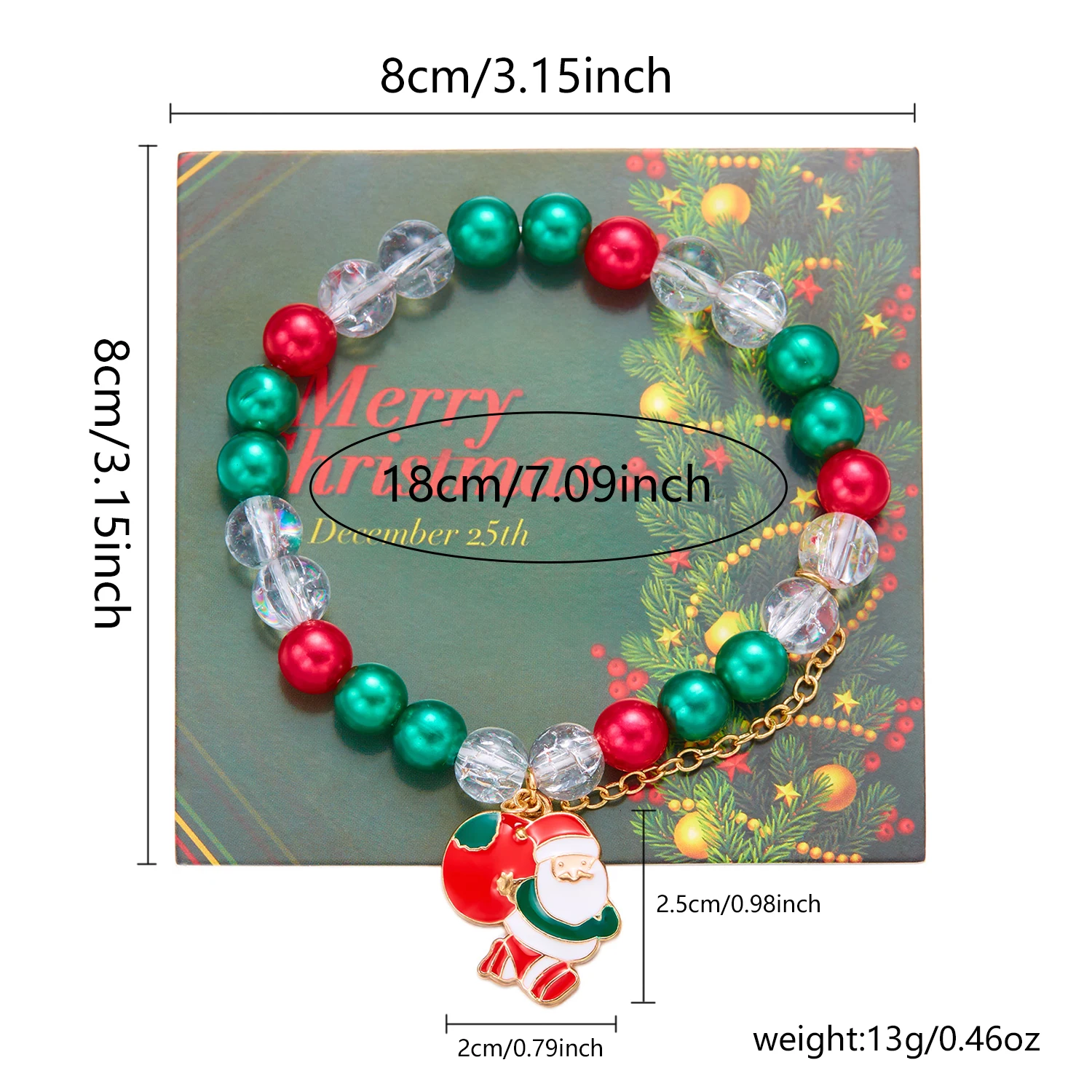 Klassische Weihnachten bunte Perlen Armbänder für Frauen niedlichen Weihnachts mann Weihnachts baum Schneemann Anhänger Armbänder Freundschaft Schmuck – Detail 6