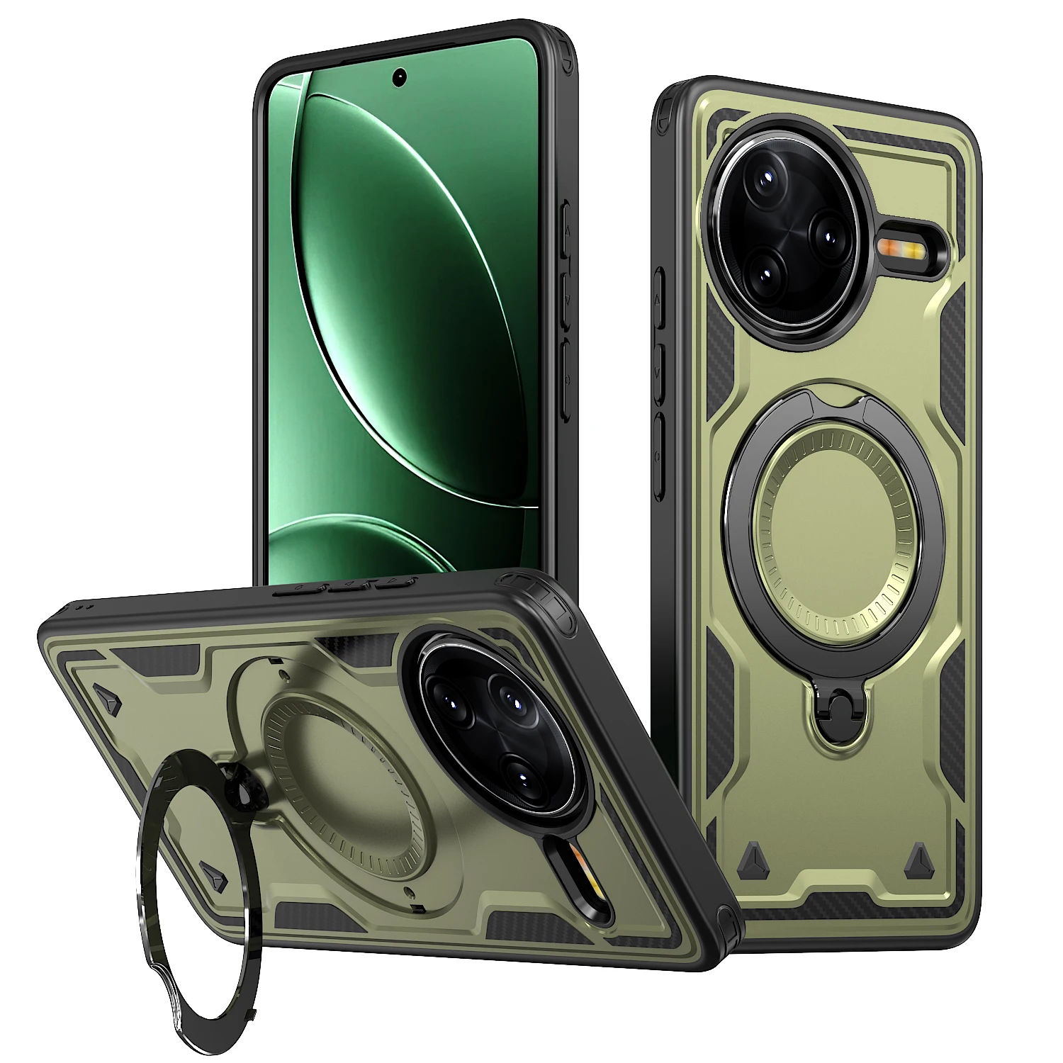 Magnetic Armor Bracket Case with Foldable Stand and Magsafe Compatibility