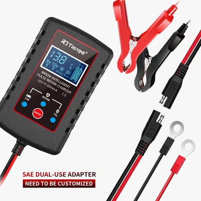 6V12V 2A battery charger is suitable for most types of lead-acid batteries, including calcium, gel and AGM, wet, EFB battery cha