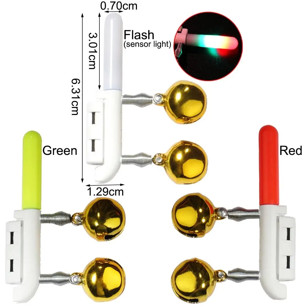 Fish Bite Alarm Fish Bite Alarm Double Bell Light USB Charger CR425 3.6V Battery Induction Lamp Bright Night Tool Kit Pesca Rod Tackle Flash LED