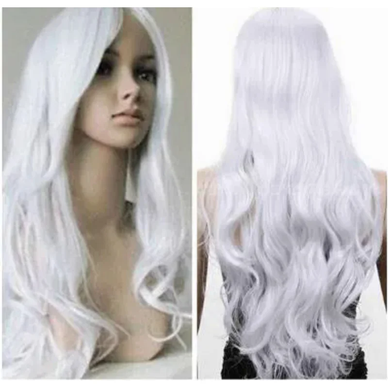 

Long White Wavy hair Full Cosplay Fancy Dress Wig