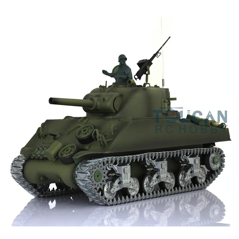 1/16 HENG LONG 7.0 Customized M4A3 Sherman RC Tank 3898 Barrel Recoil 360° Metal Airsoft Toys TH17682-SMT5 3