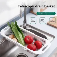 Organisateur de cuisine porte-éponge à savon support d'évier égouttoir télescopique panier de vidange de légumes réglable organisateur de cuisine Gadgets 3