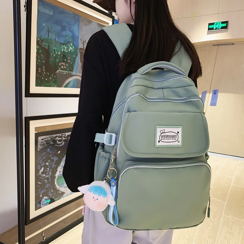 

Простой Легкий женский рюкзак для хранения вещей, модный вместительный однотонный нейлоновый школьный рюкзак для студентов