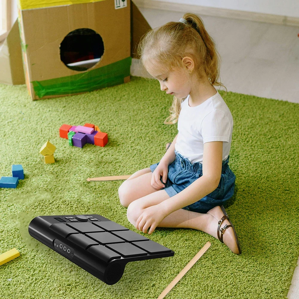 Konix Newest Electronic Mini Musical Instrument dynamic Velocity-sensitive Percussion School Children Drums Set