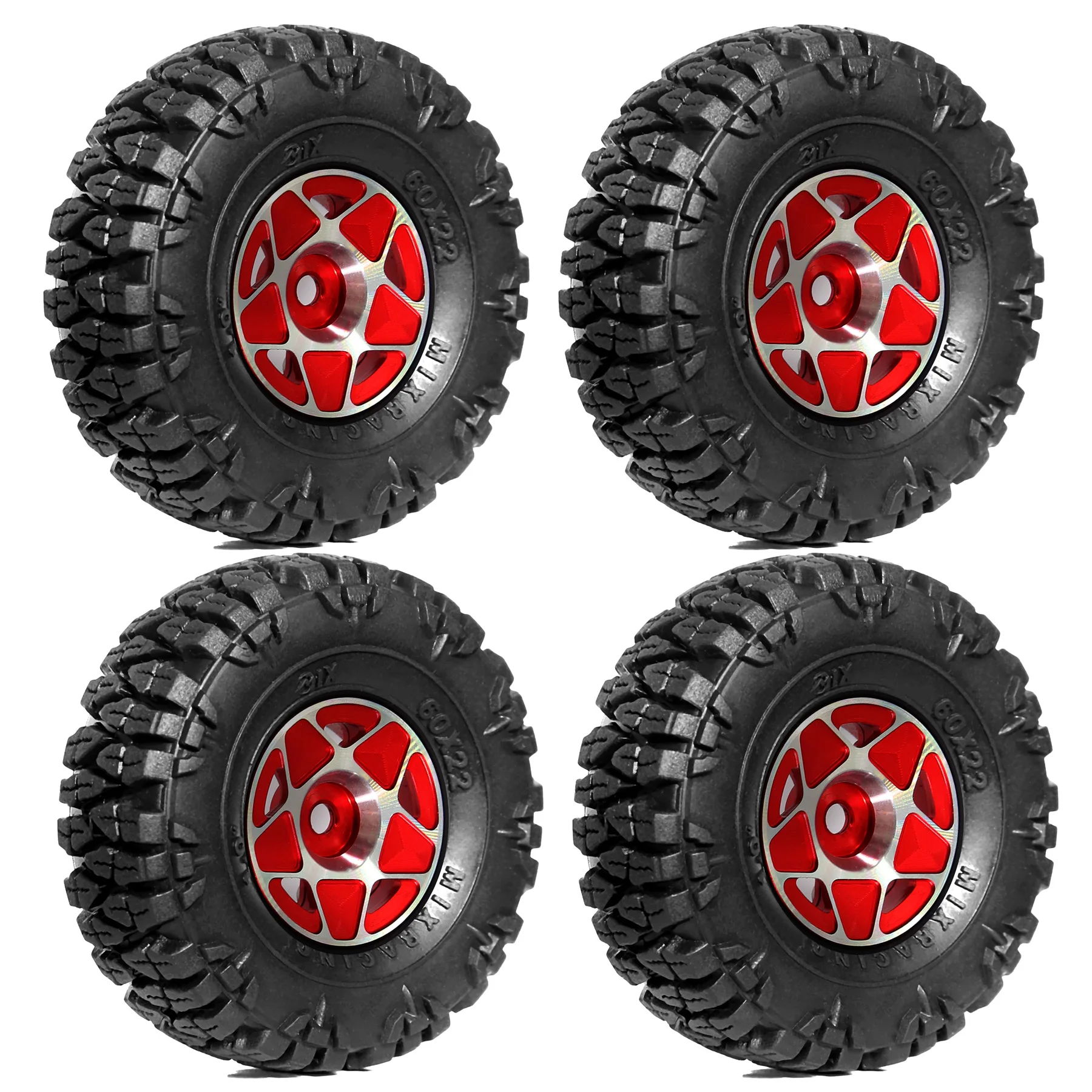 thumbnail image 2 of Aluminum Beadlock RC Wheels For 1/18 1/24 Crawlers - 1.0in Red For TRX4M, SCX24, FCX24 2 of 14