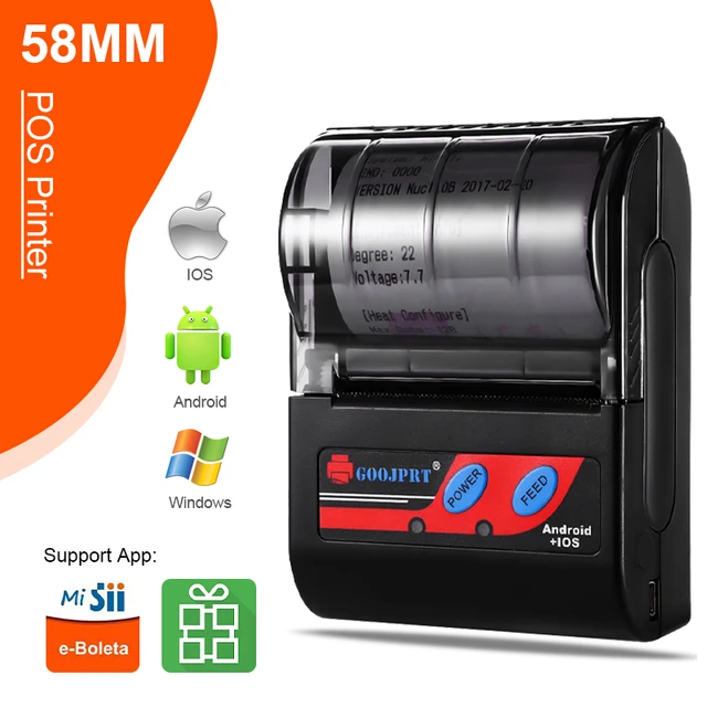 Receipt Printer 58mm, Wireless Bluetooth Portable Mini Thermal pos  Printer,2 inch Pocket Ticket Bill iOS Android Invoice Printer for Small  Business