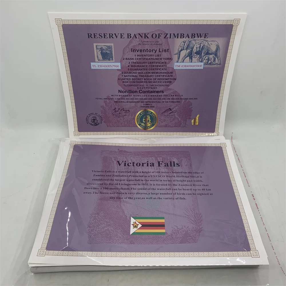 

New Zimbabwe 54zeros Certificate Nonillon Containers with Serial Number Special Edition Collection