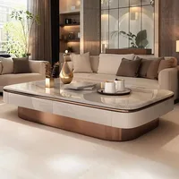 Table basse en pierre de luxe française, moderne et simple, pour villa, salon, nouvelle table carrée en marbre légère et haut de gamme, pour la maison, 2025 2