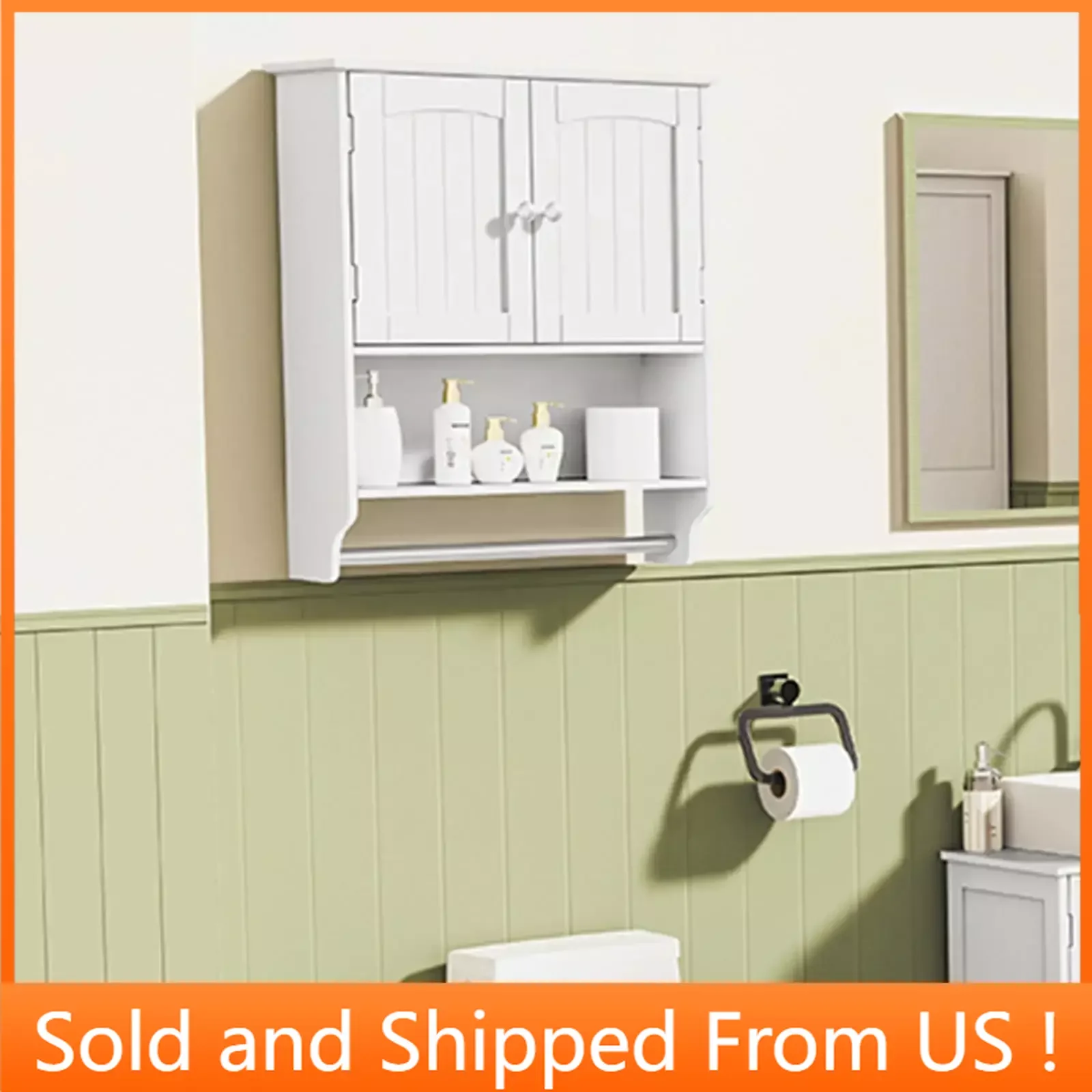 

Wall Cabinet with Doors & Adjustable Shelf - Bathroom Cabinet Wall Mounted, Medicine Cabinet, White