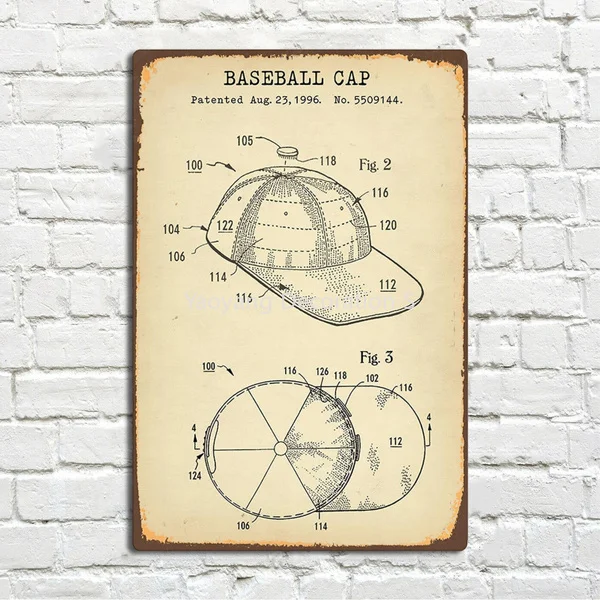 Berretto Da Baseball Patent Retro Metal Sign Vintage / Man Cave / Bar / Pub