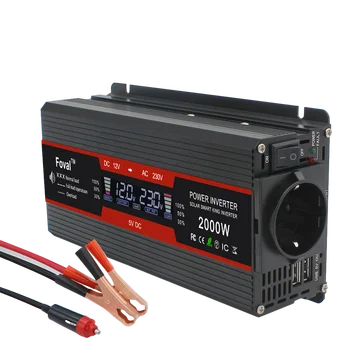 อินเวอร์เตอร์ DC 12V to AC 220V 230V 1500 W/4000 W แรงดันไฟฟ้า Dual USB Universal EU ซ็อกเก็ตอินเวอร์เตอร์พลังงานแสงอาทิตย์อุปกรณ์เสริมอัตโนมัติ 11