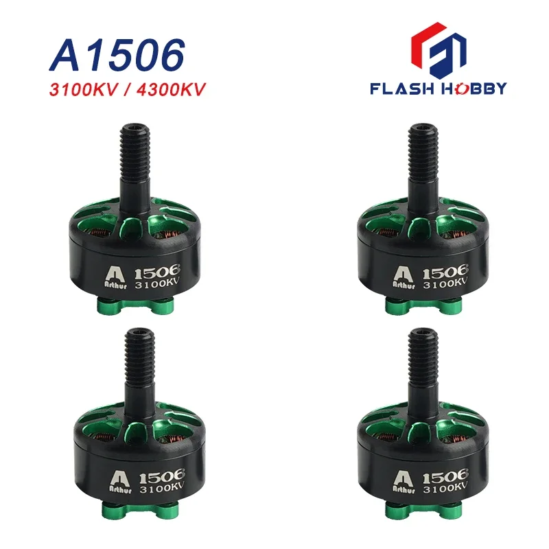 4Pcs/Lot FlashHobby Arthur Series A1506 1506 3100KV 4300KV  Brushless Motor Mini RC Motor For FPV Racing RC Multicopter Part