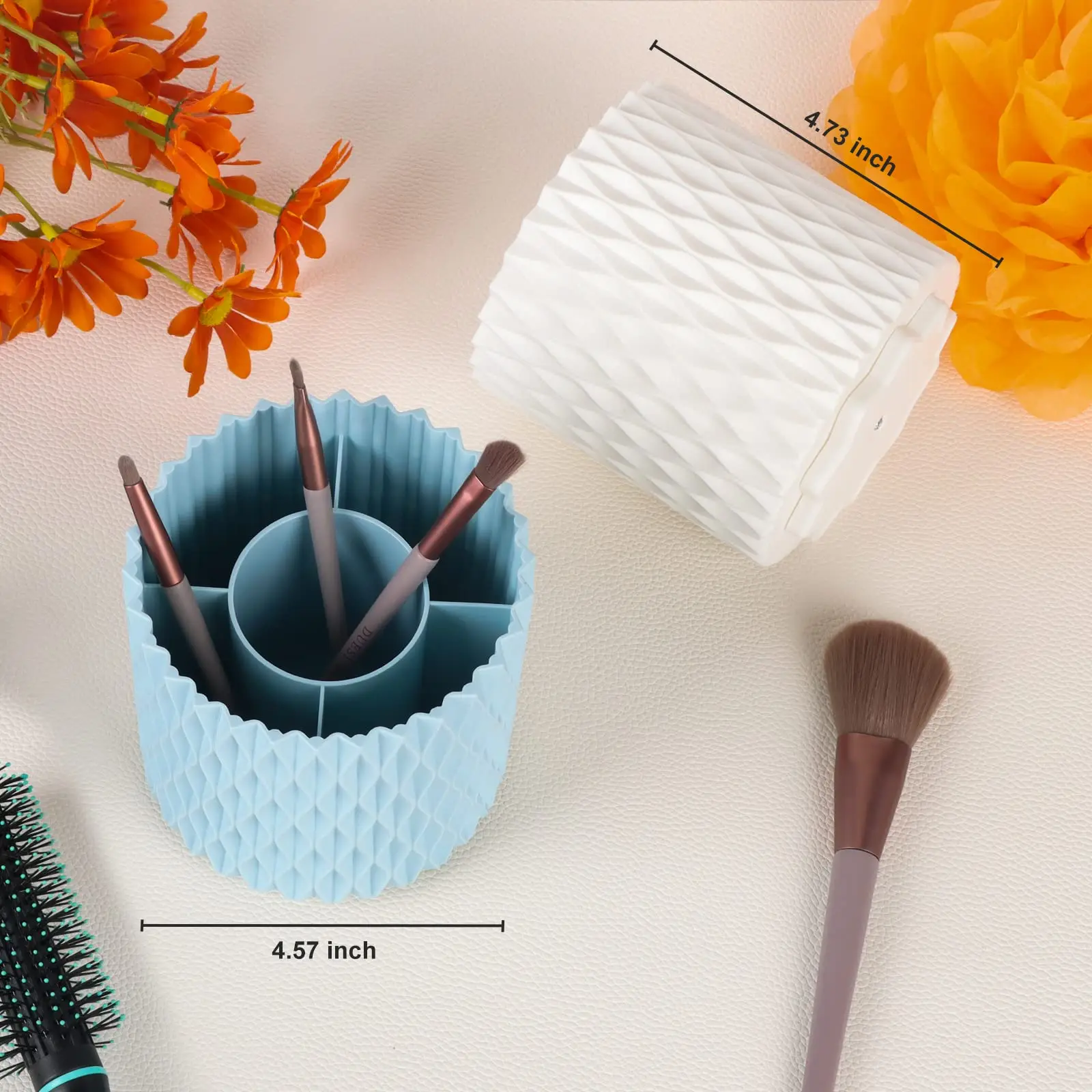Large Capacity Rotating Makeup Brush Cup Holder Multi-functional Desktop Eyebrow Pencil Makeup Brush Organizer Holder Storage Bo 5