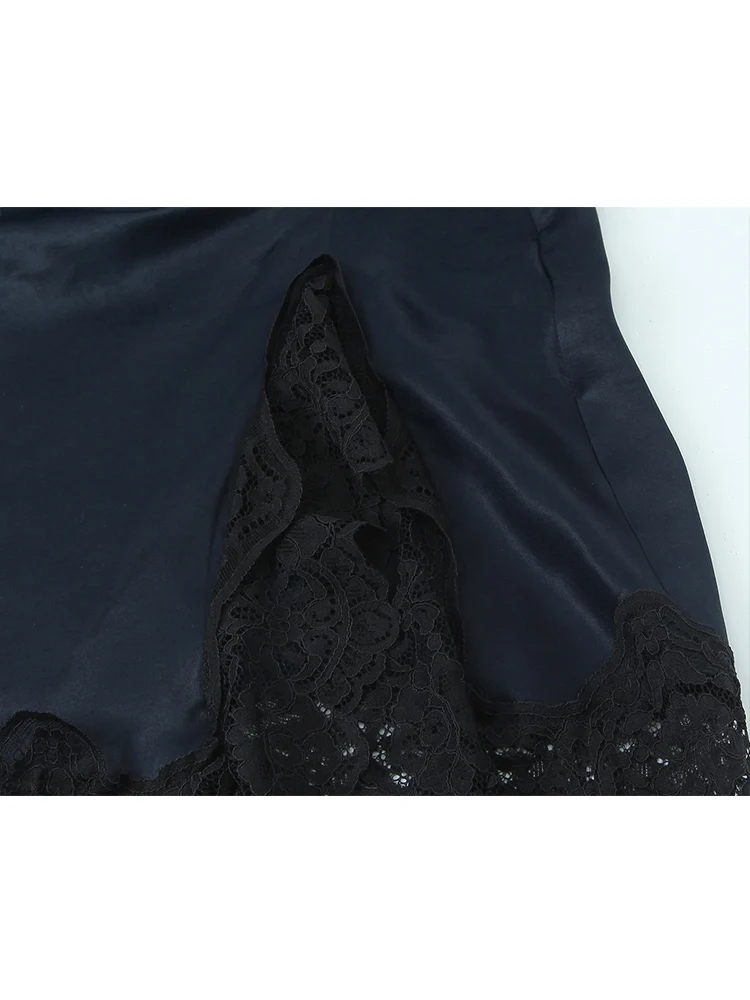 Summer Women Sleeveless Short Dress 2026 Fashion Fitting High Waist Mini Dress Lady Turtleneck Solid Lace Spliced Dress