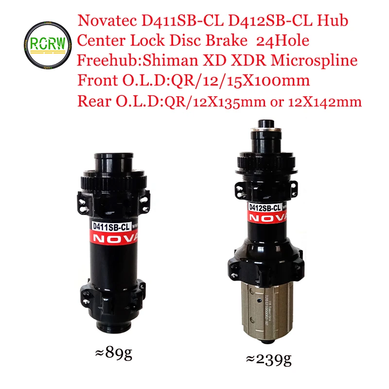 Novatec D411Sb-Cl D412Sb-Cl Hub Center Lock Mtb Road 24 Fori Anteriore Qr/12/15 X100 Posteriore Qr/12 X135/12 X142Mm Shima Xd Xdr Microspline
