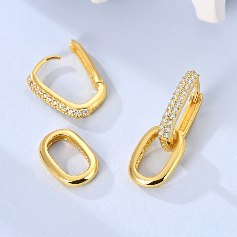 925er Sterlingsilber, modisches Gold, großer Kreis, Doppelohrringe, klassisch vergoldet, Herz-Creolen, Schmuck, Geschenk für Frauen – Detail 33