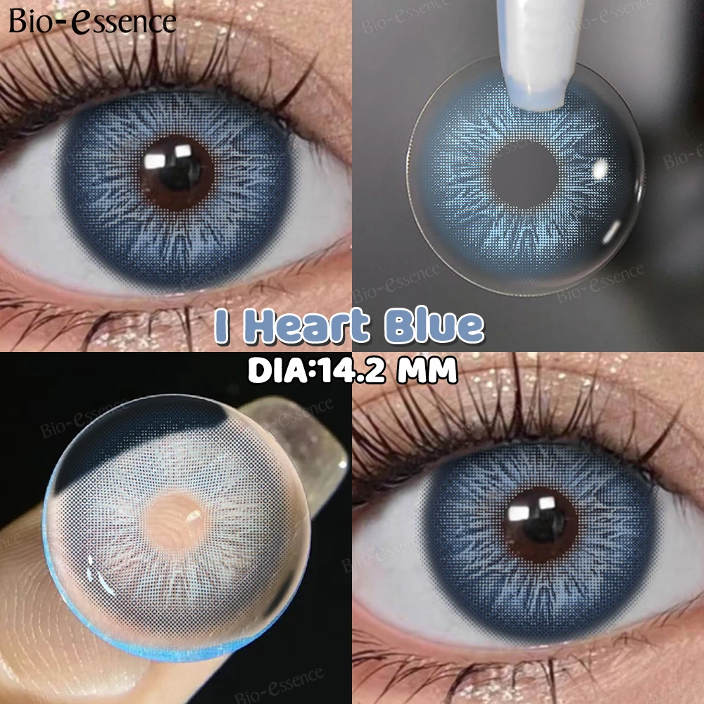 

Bio-essence 2Pcs Colored Contact Lenses with Prescription Blue Big Eyes Yearly Gray Green Cosmetic Contact Soft Makeup Pupils