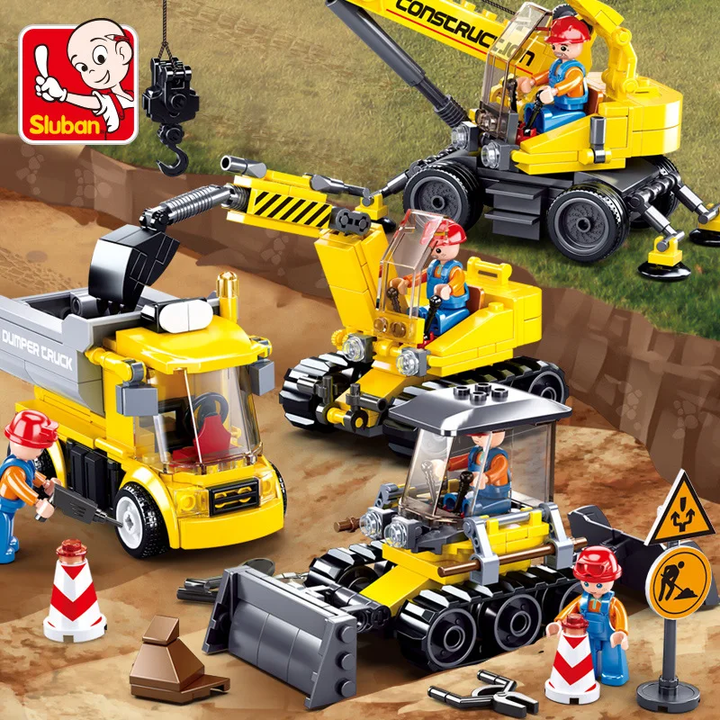 Sluban Building Block Toys B0810 City Engineering mobilizzazione generale 465 pezzi mattoni Compatbile con marchi leader