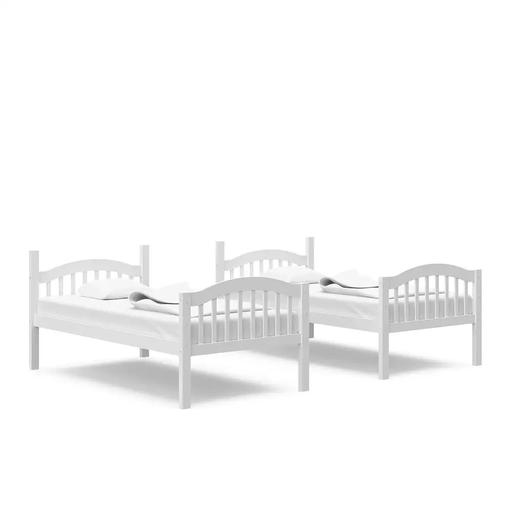 Storkcraft Long Horn Twin-Over-Twin Bunk Bed White GREENGUARD Gold Certified Converts to 2 Individual Twin Beds Wood Slats Bunk 4