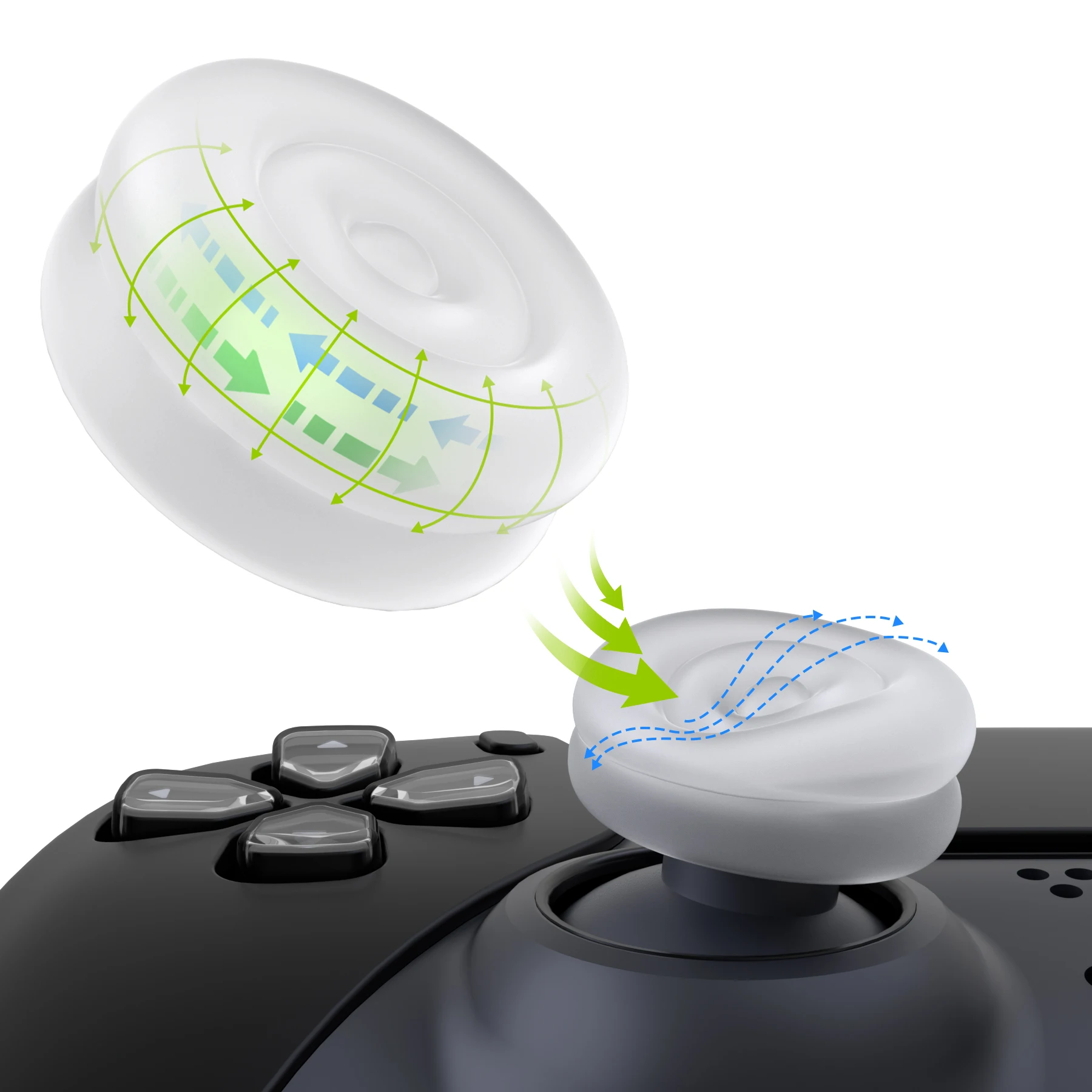 Playvital Clear White Thumbs Cushion Caps Thumb Grips Per Ps5/4, Joystick Caps Per Xbox Series X/S, Stick Cover Per Switch Pro
