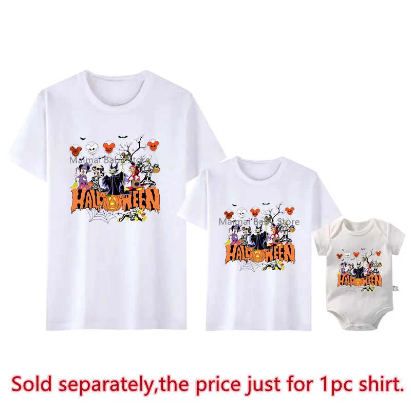 Disney Halloween Skeleton Shirts Funny Disney Balloon Mickey Minnie and Friends Family Matching Outfits Look Dad Mom Kids Tees 4