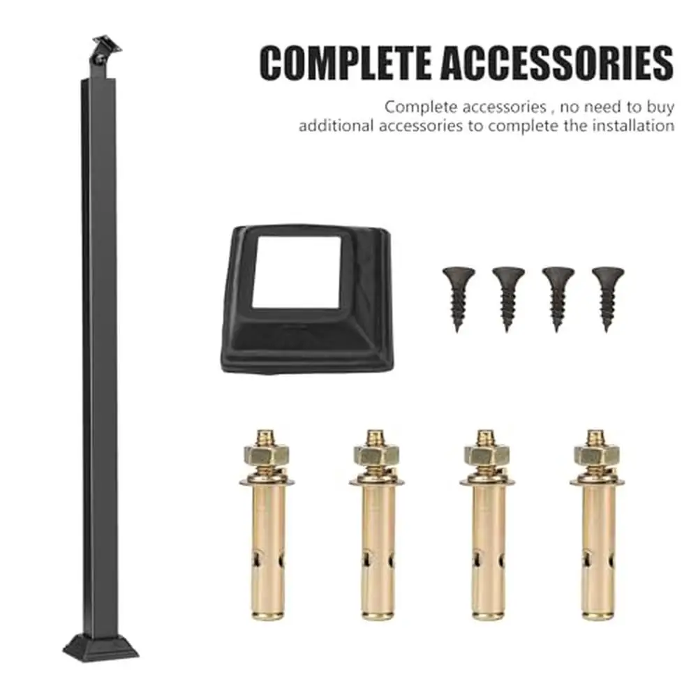 Adjustable Wrought Iron Stair Baluster Posts 4 Pack Iron Black 35" Balusters Interior Metal Stair Railing Kit Easy Assembly &