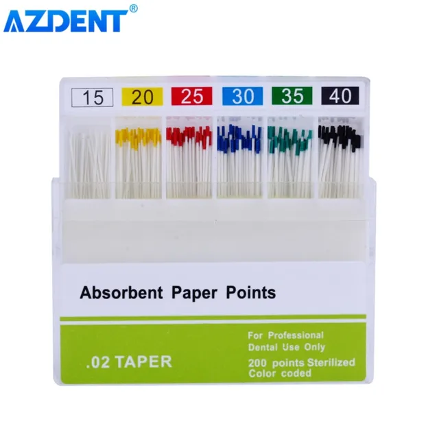 AZDENT Dental Absorbent Paper Points Moisture Absorbing Paper Tips Taper 0.02 0.04 0.06 F1 F2 F3 Dental Clinics Consumables