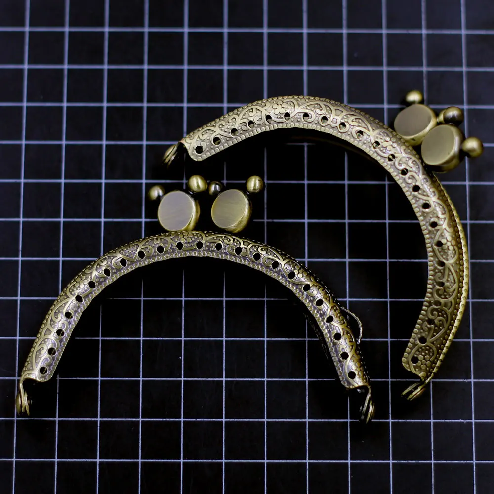 Kiss Clasp Lock Arch Metal Frame With Holes Beer Heads Bronze Tone For Coin Purse Bag Wallet Craft DIY Accessories 85mm