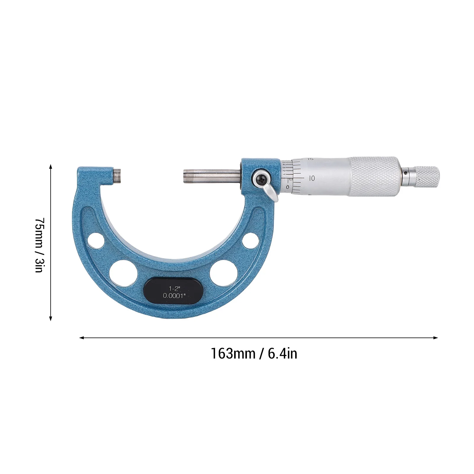 기계식 마이크로미터 ±0.0001인치 정확도 외경 마이크로미터 1-2인치 범위 래칫 탑 핸들 두께 측정용