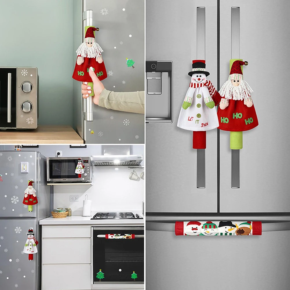 Christmas Refrigerator Door Handle Cover Kitchen Appliances Glove Protector Cover Christmas Decorations Home Accessories Hot