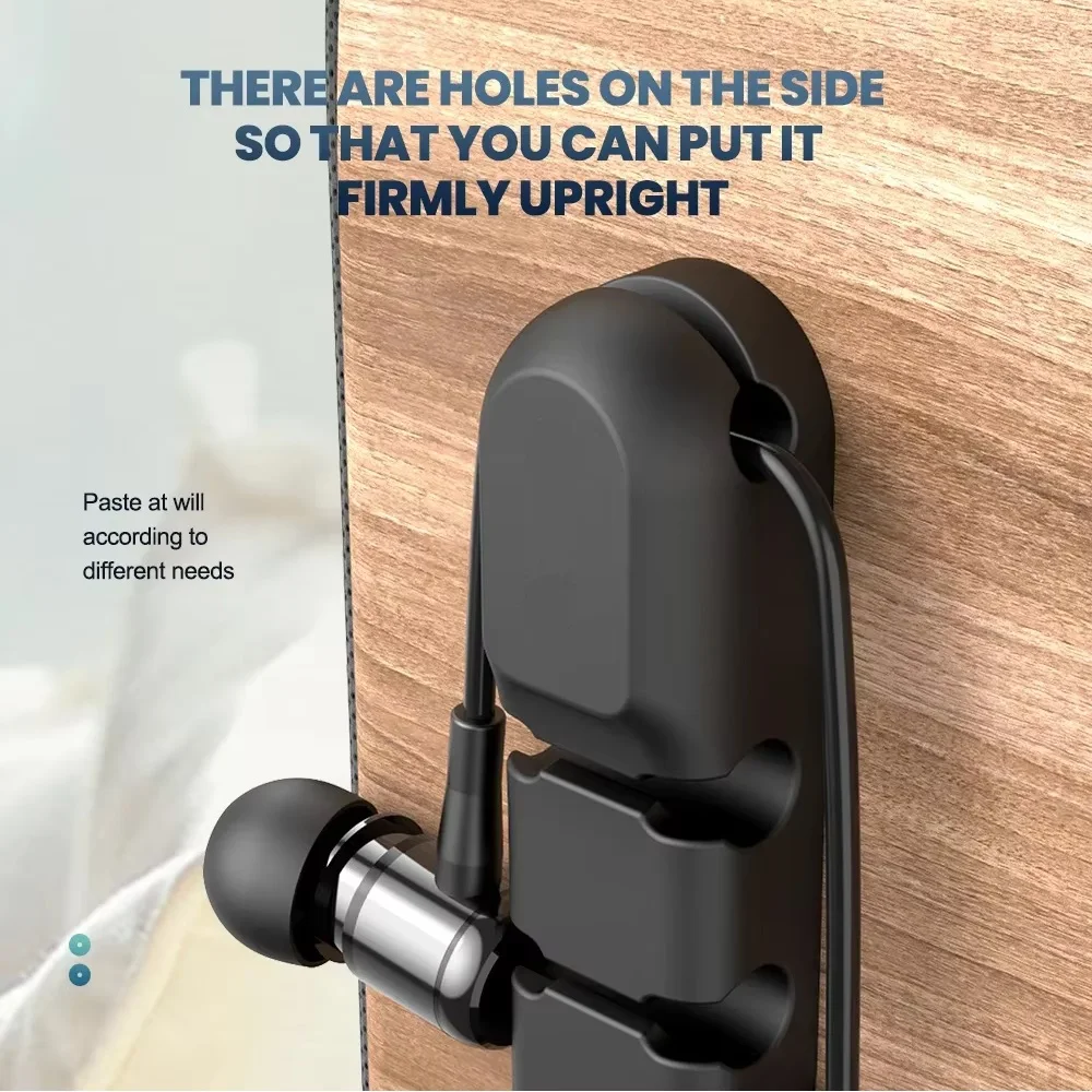 자가 접착식 실리콘 케이블 클립 USB 케이블 홀더 정리함 (가정 사무실 데스크탑 정리용)