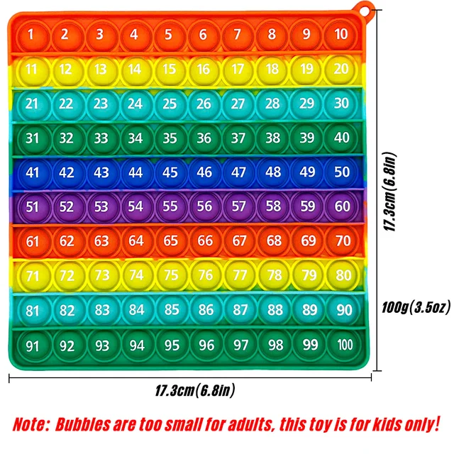 Rainbow 1-100 Numbers Pop Fidget Toys, Math Counting Games Learning Stationery Educational Toy for Kindergarten Preschool Kids 2