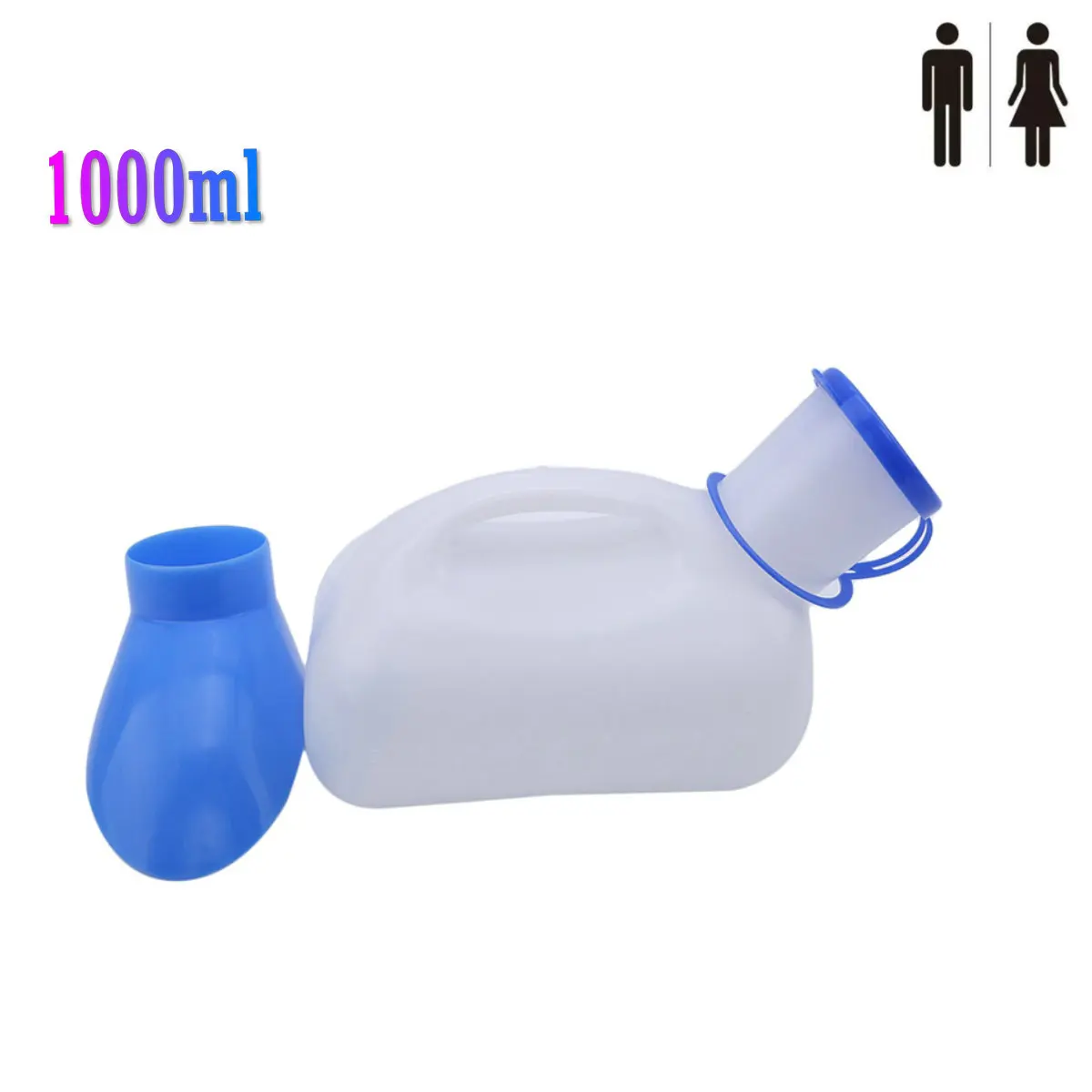 1000ML 휴대용 플라스틱 모바일 소변기 화장실 보조 병 여성을위한 야외 캠핑 자동차 소변 병 남성 여행 여행 키트