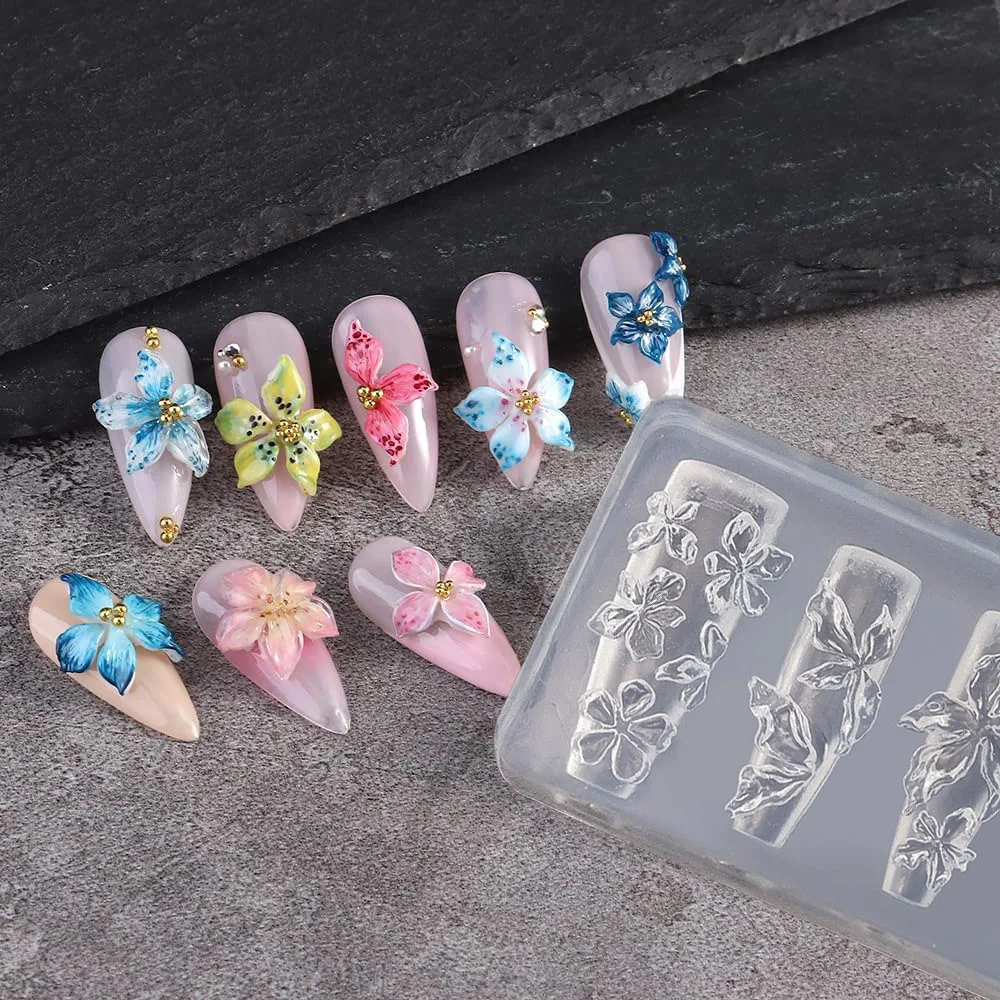 3D 꽃 네일 몰드 DIY 실리콘 네일 도구 하와이 히비스커스 꽃잎 네일 디자인..