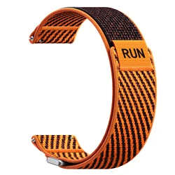 24mm Elastic Nylon Velcro Watch Strap Replacement Bracelet - Suunto 7 (Black Orange)