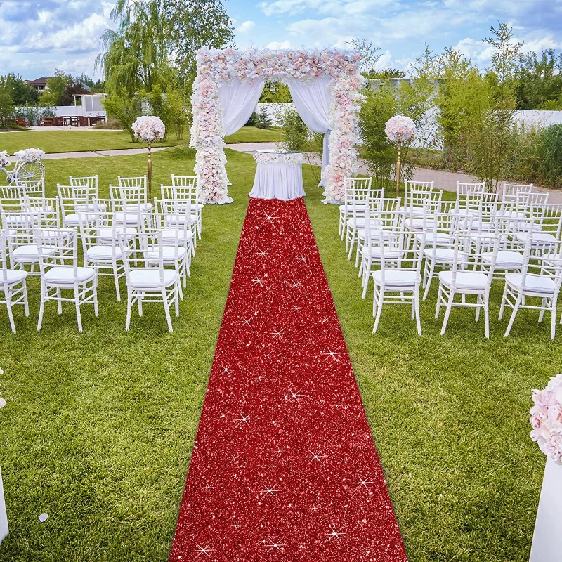 RedCarpetRomanticWeddingCorridorRunwayCarpetRedPinkGoldSilver