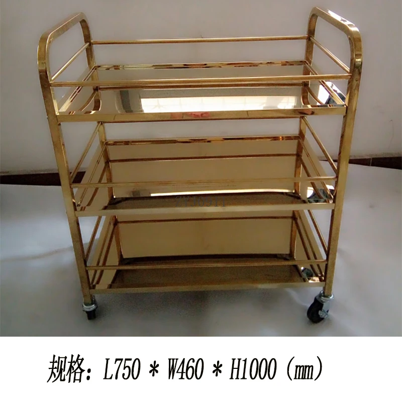 *Stainless Steel Cart Double Portable Serving Rolling Storage Carrying Dining Trolley Espejo Janitorial Bar