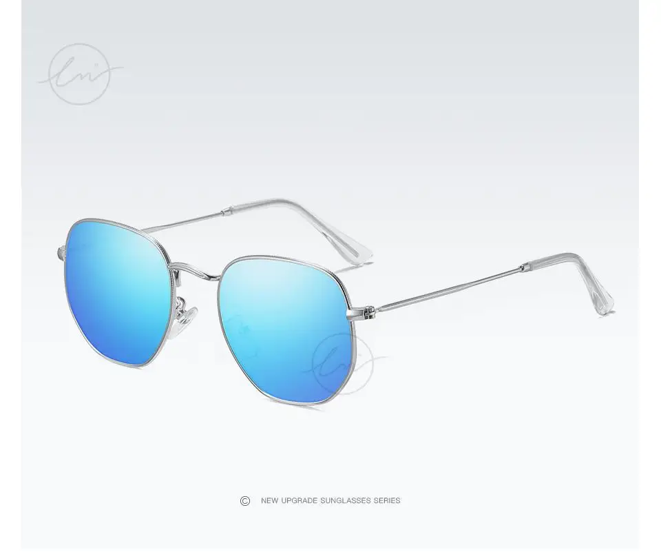 LM Fashion Damen Kleine Sechseck-Sonnenbrille Herren Retro Polarisierte Metallbeschichtung Spiegel Sonnenbrille Schutzbrille UV400 Brillen_voghion.com