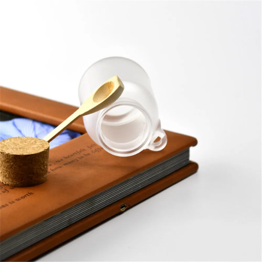 TIANZD 2 Pièces 200ml Mat Transparent Plastique Pots De Sel De Bain Vides Avec Bouchon En Liège Et Cuillère En Bois Cosmétique Bouteille Pour à Décoration Contenants De Rangement De Cuisine