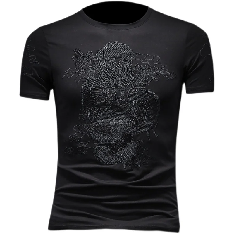 

Men Hip Hop Dragon Print Oversized T Shirt 2022 Summer Men Streetwear Harajuku T-Shirt Male Short Sleeve Black Tops Tees M-5XL