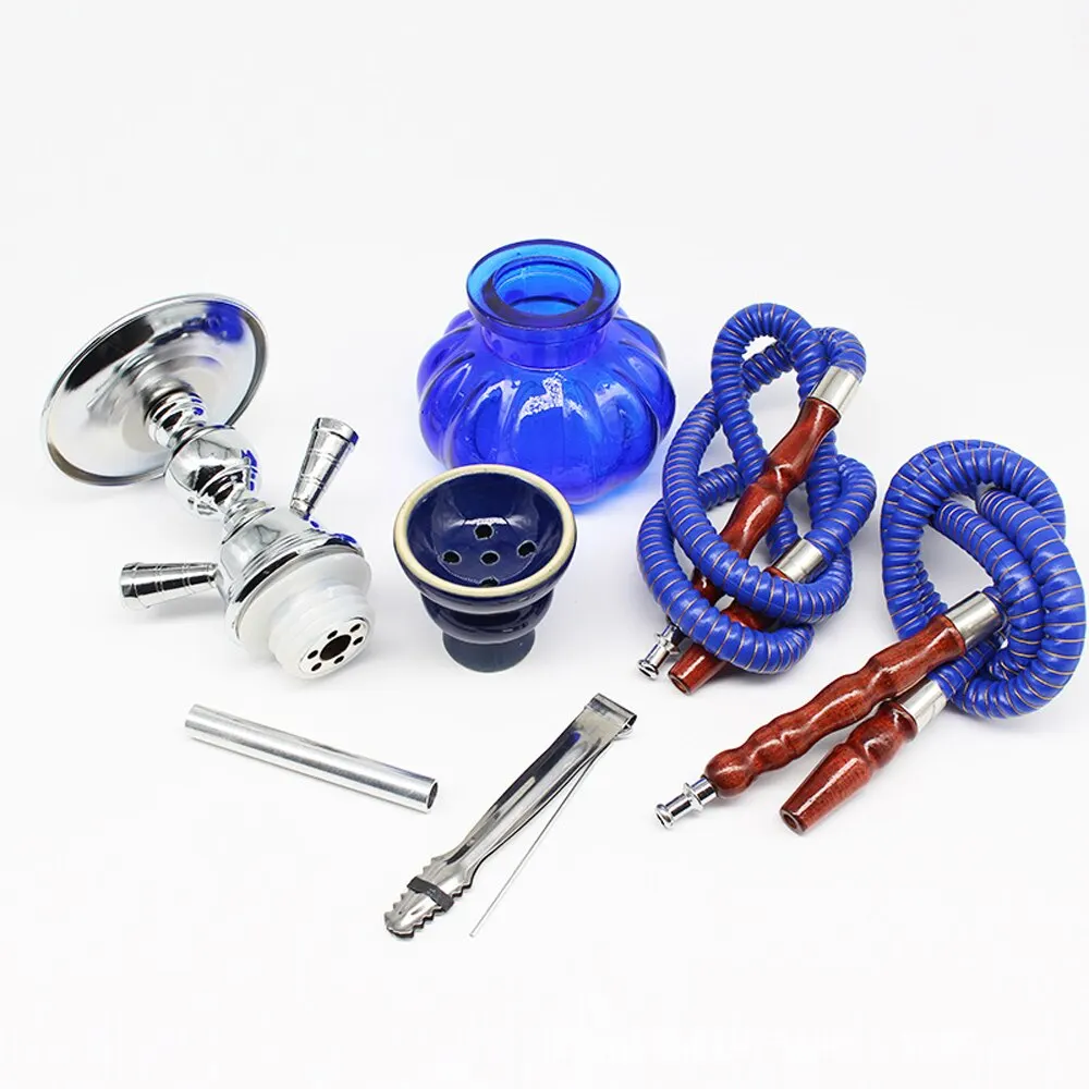 Arabian Hookah Large Double Hoses Portable Hookah, Shisha Hookah, Glass Hookah Travelling Shisha Set
