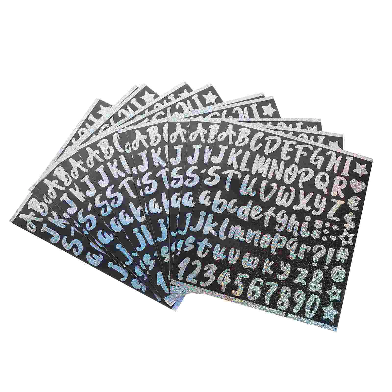 

10 Sheets Stickers Rainbow Sticky Letters for Crafts Small Number Self-adhesive Decorative Scrapbook