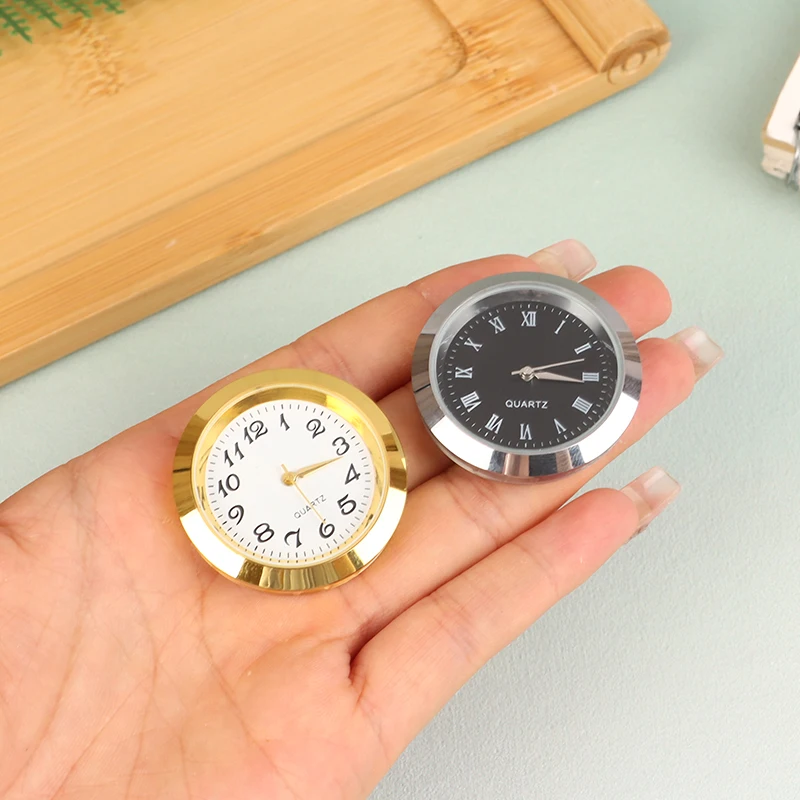 Quartz Glass Mirror Clock Watch Head Movement Round Clocks Head Mosaic Roman Number Little Clock DIY Process Table 35mm 24mm watch dial accessories