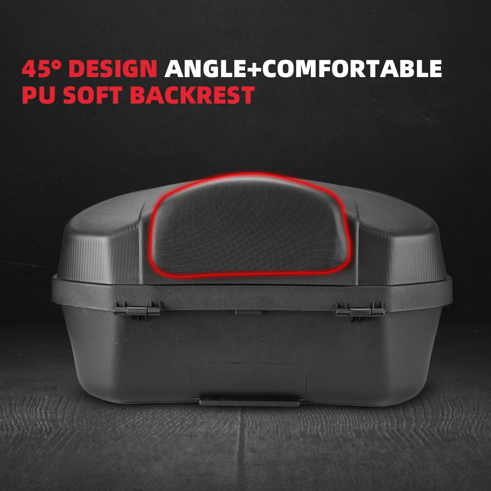 Motorcycle Rear Cargo Trunk Scooter Top Box Storage Luggage Topbox Case 48L Secure Latch KEMIMOTO Universal w/LED Taillight Bags motorcycle tail box