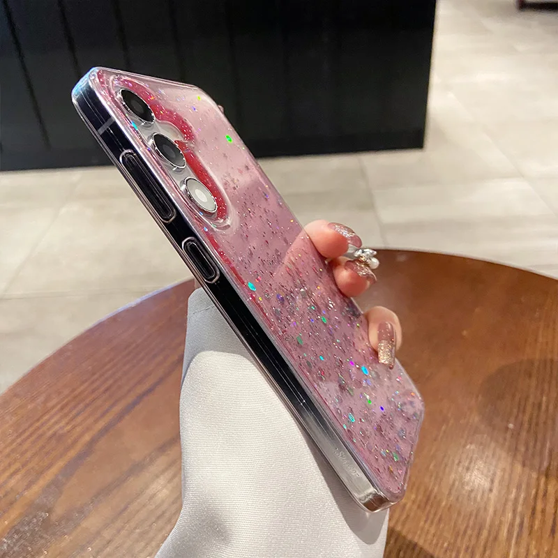Transparent Glitter Star Sequin Epoxy Soft Phone Case