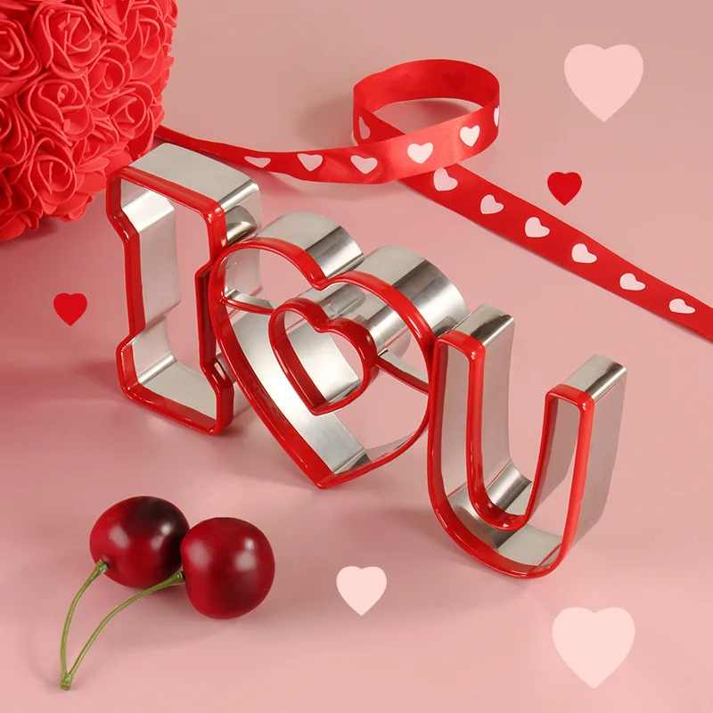 

3pcs/set Stainless Steel Valentine's Day Biscuit Mold Confession I Love You Cookie Cutters Fondant Cake Decorating Baking Tools