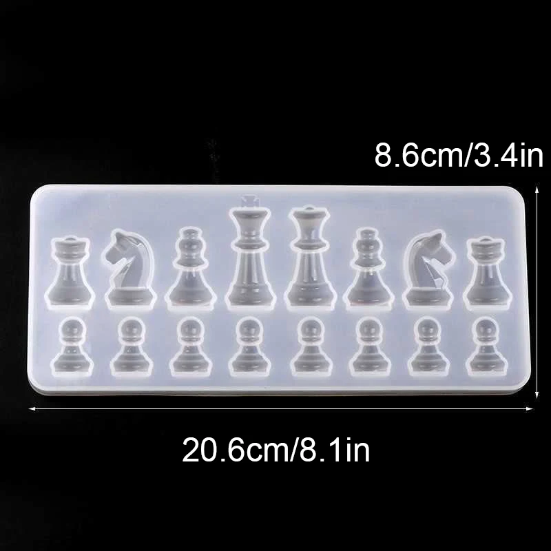 Endoto Resin Chess Pieces Mold Set, 16 Pieces Full Size 3D Silicone Chess  Molds Kit for Epoxy Resin Casting, Family Party Board Games and Home